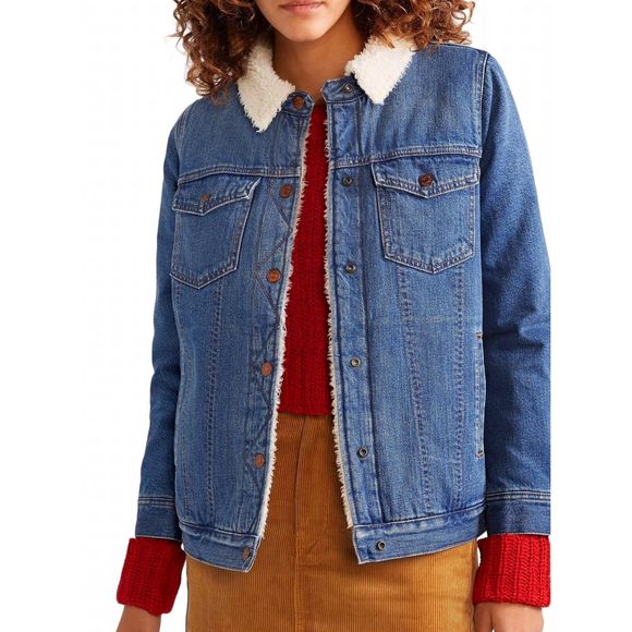 MadewellOversized Sherpa Jean Jacket Blue Trucker, Sz XL